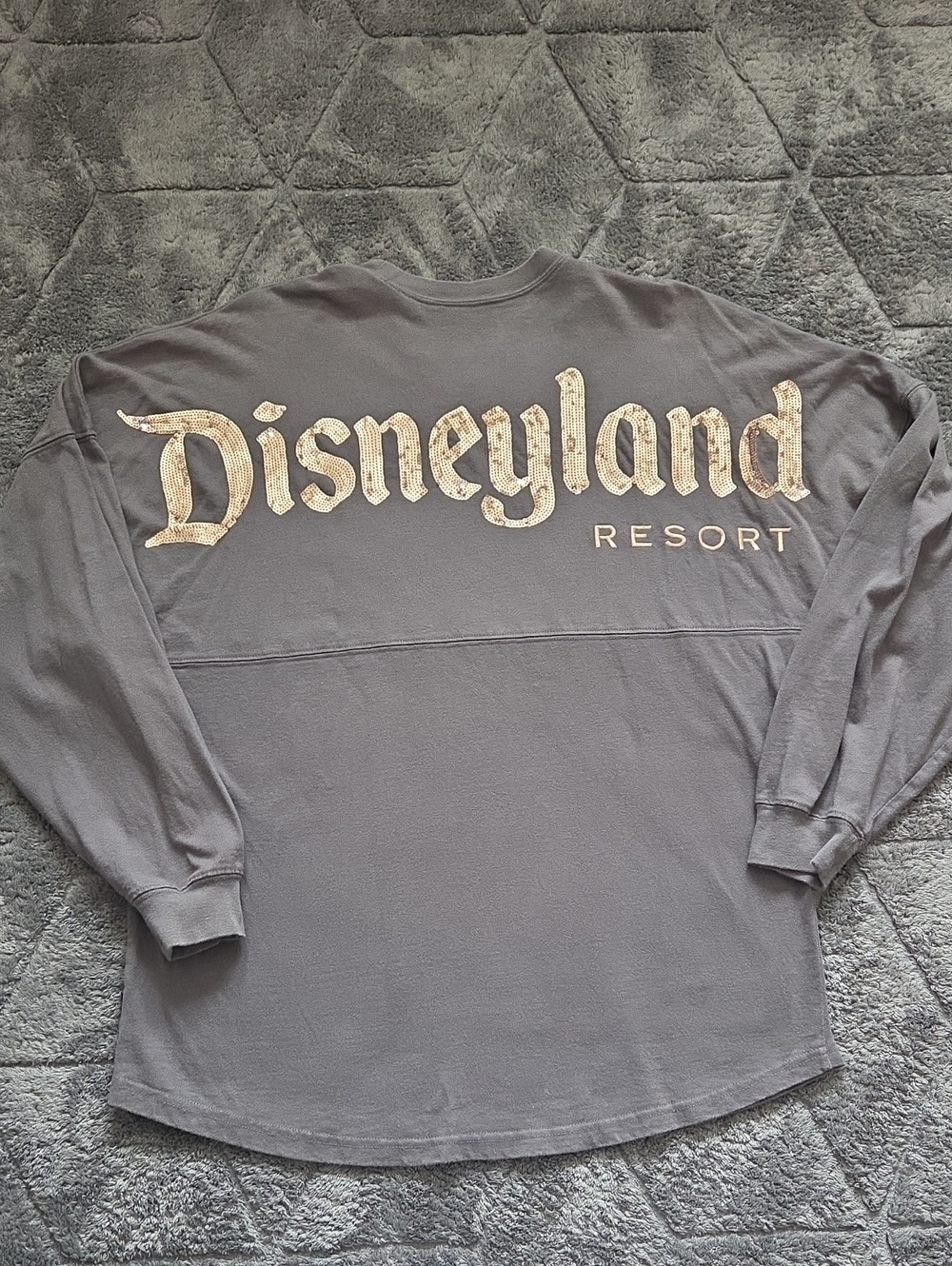 Disneyland Gray Long-Sleeve Pullover with Rose Gold Sequin Logo Vacation Medium